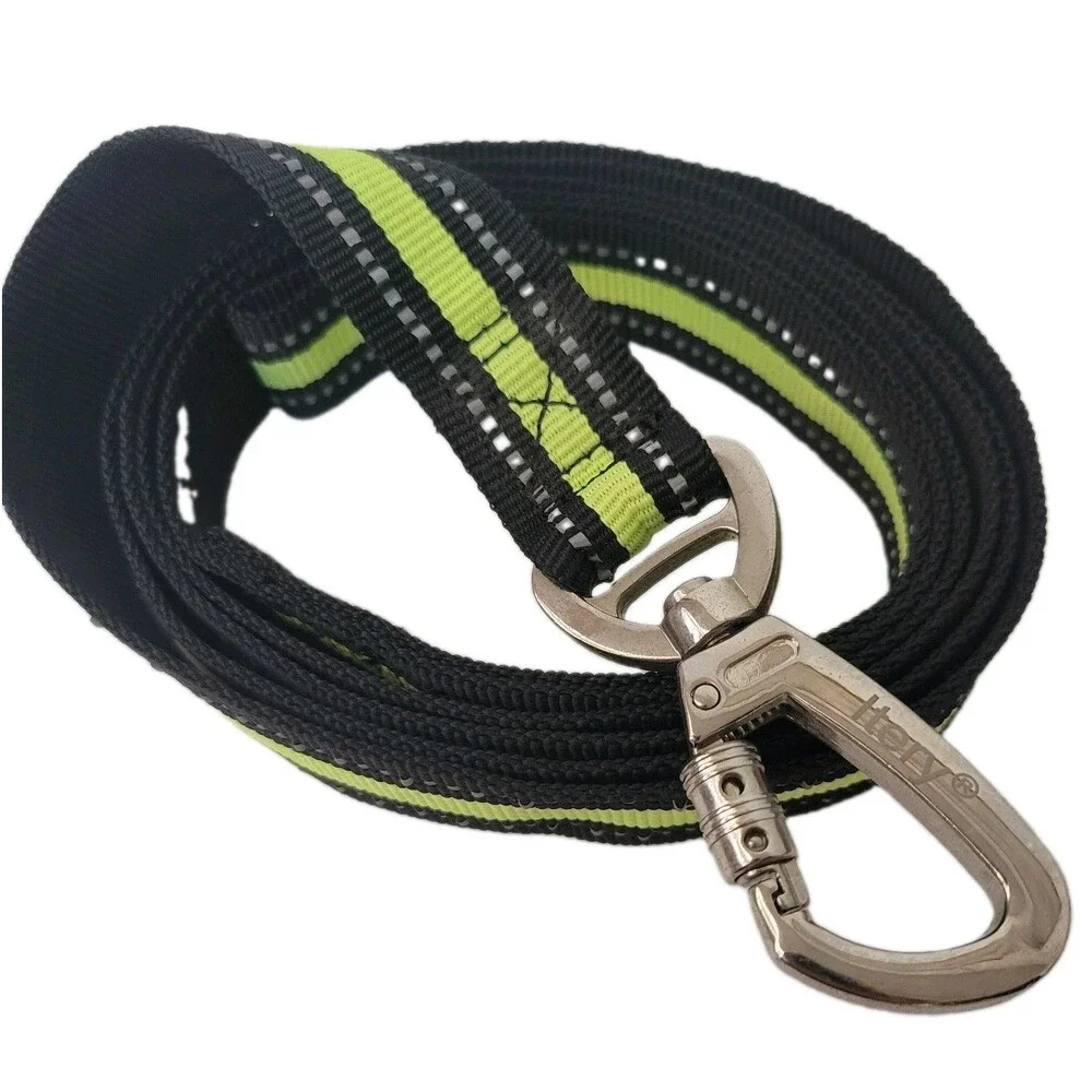 Waggin' Tails Dog Collar & Reflective Dog Leash Matching Set Neon Green Black